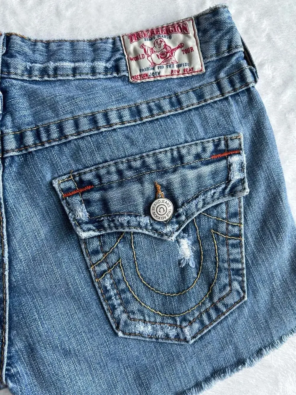 True Religion Joey Cut-Off Distressed Denim Shorts Size 29